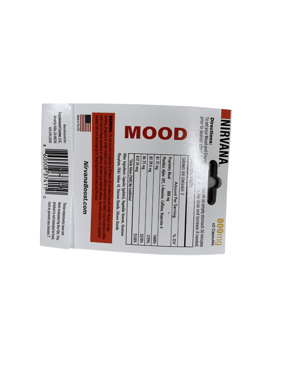 Nirvana | Boost Mood  | 800mg  2 Capsule - Image 2