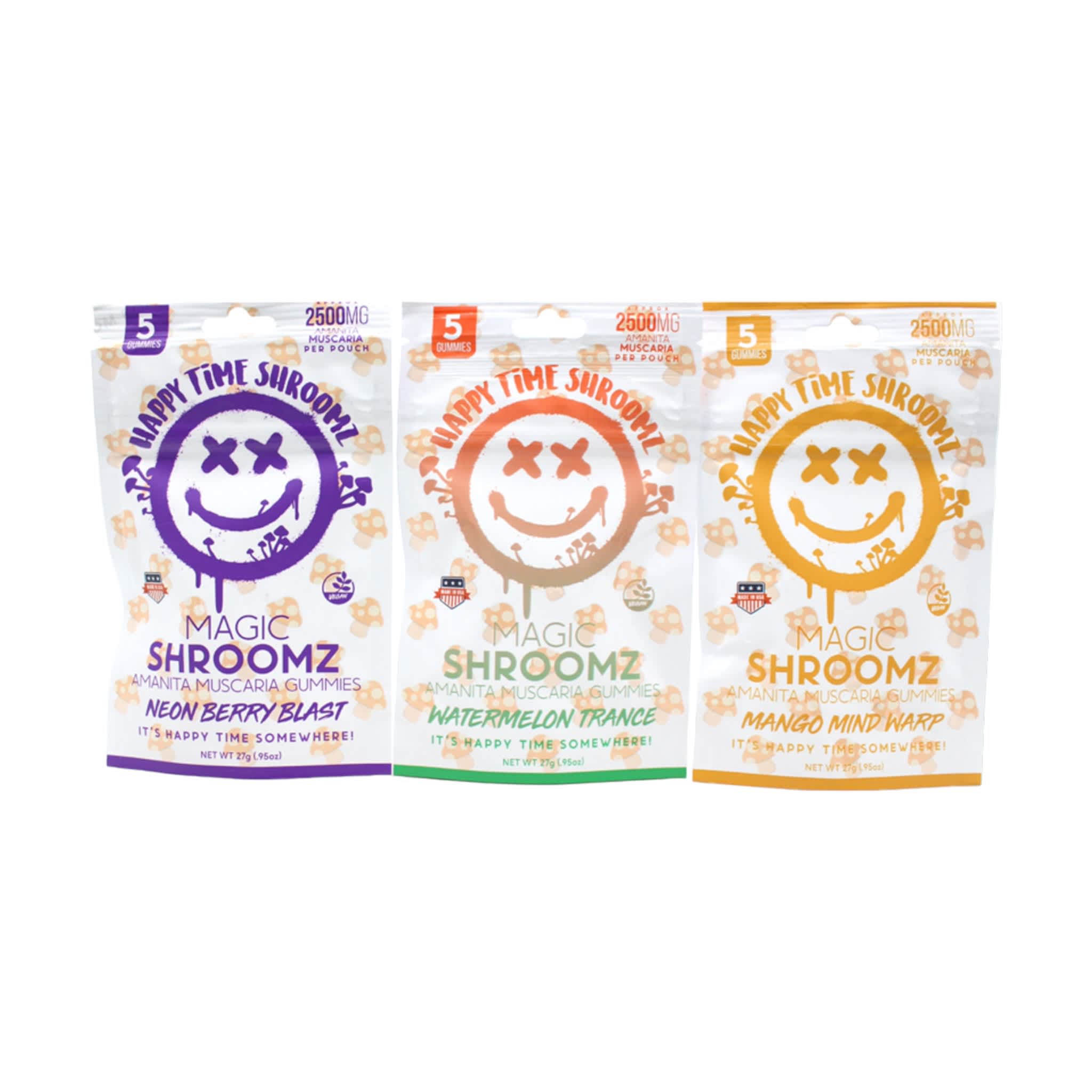 Happy Time Shroomz| Mushroom Gummies  2500 MG | 5 Pack